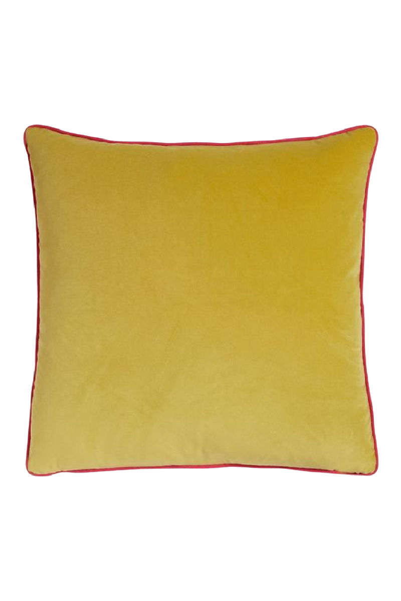 Yellow Velvet Cushion with Pink Piping | Andrew Martin Pelham | OROATRADE
