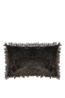 Gray Velvet Guinea Feather Trim Cushion | Andrew Martin Vince | OROATRADE
