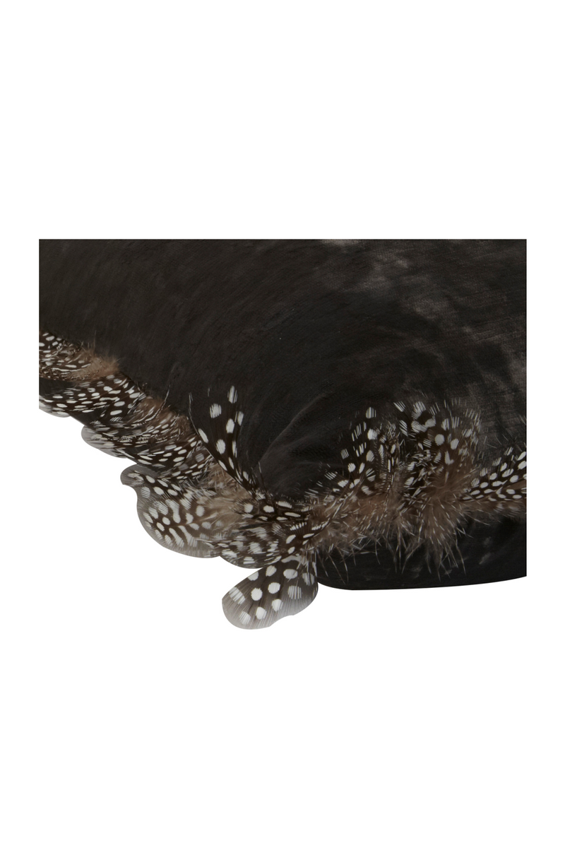 Gray Velvet Guinea Feather Trim Cushion | Andrew Martin Vince | OROATRADE