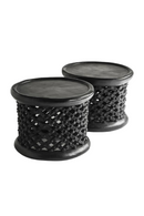 Black Wooden Lattice Stool | Andrew Martin Bamileke | OROATRADE