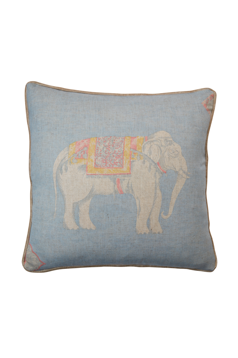 Sky Blue Elephant Print Piped Cushion | Andrew Martin Jumbo | OROATRADE