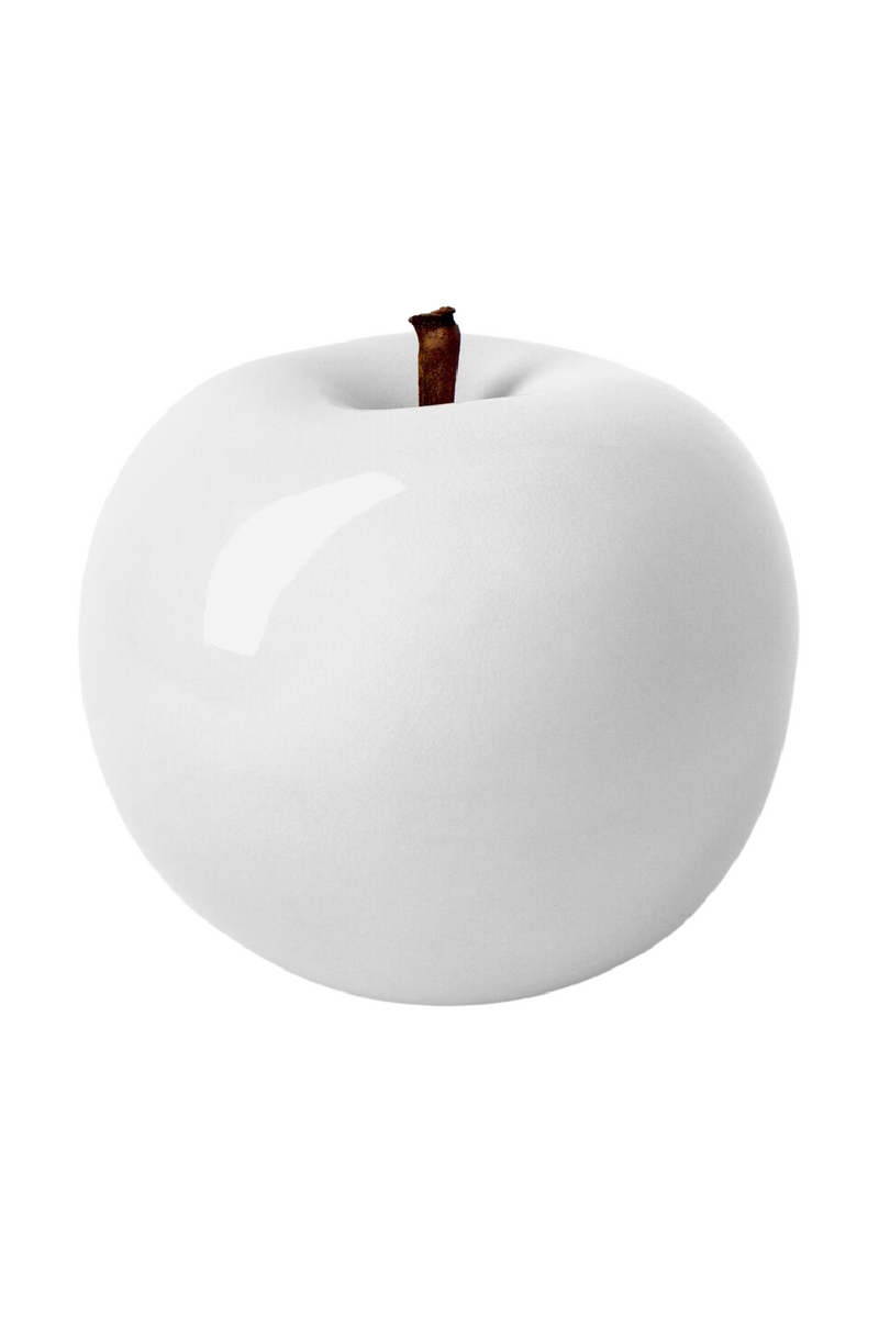 White Apple Ceramic Sculpture M | Andrew Martin Glazed | Oroatrade