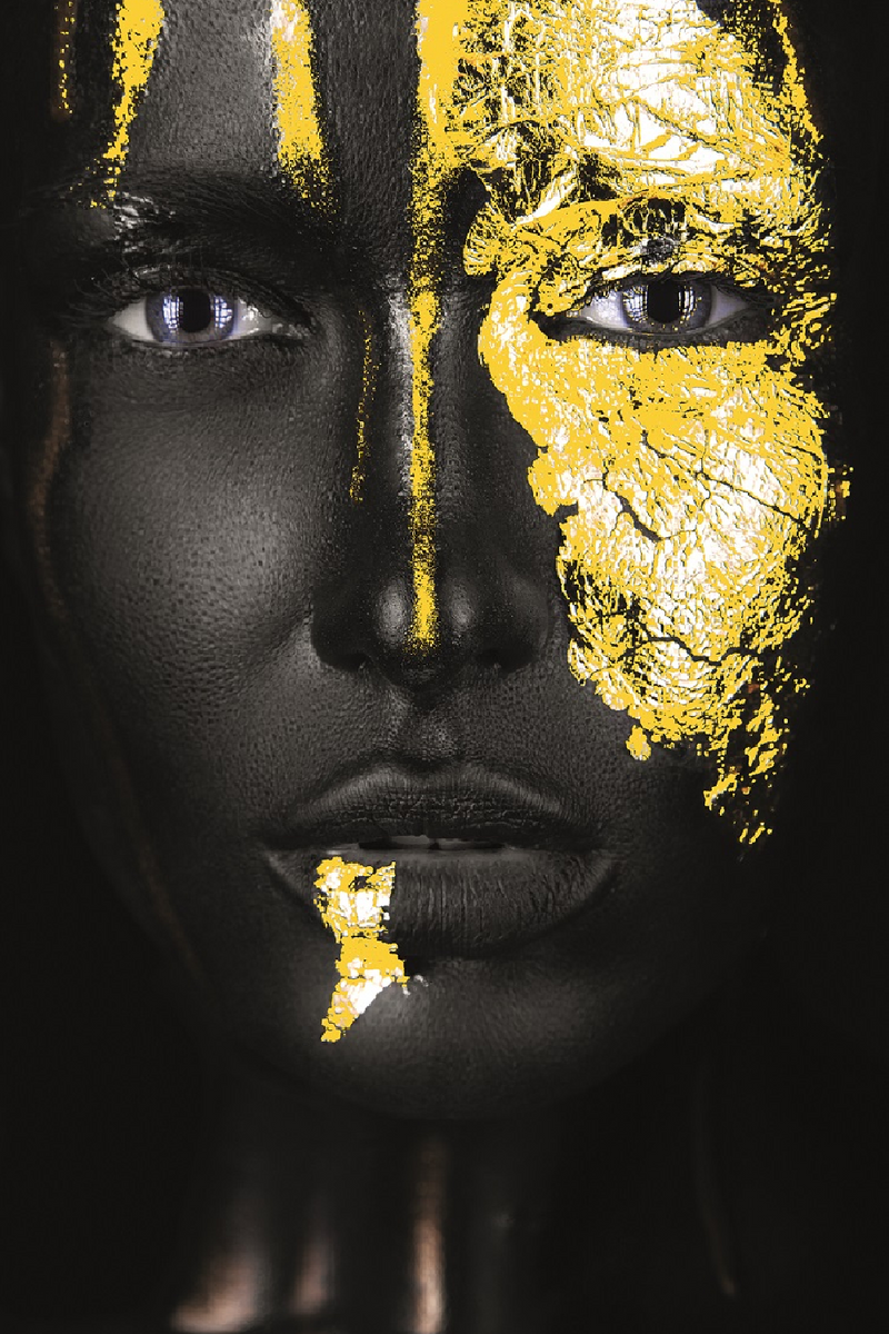 Female Visage Metal Artwork | Andrew Martin Gold Face | OROATRADE