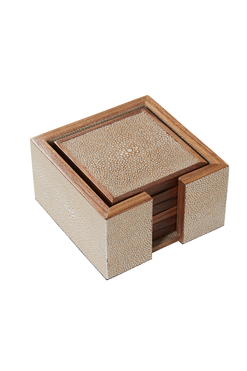 Cream Shagreen Coasters with Box (6) | Andrew Martin Lexi | OROATRADE