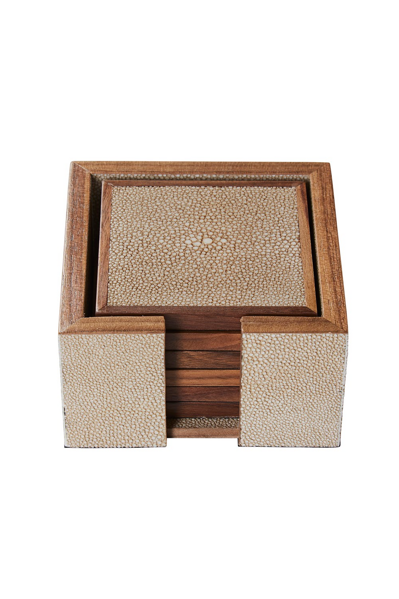 Cream Shagreen Coasters with Box (6) | Andrew Martin Lexi | OROATRADE