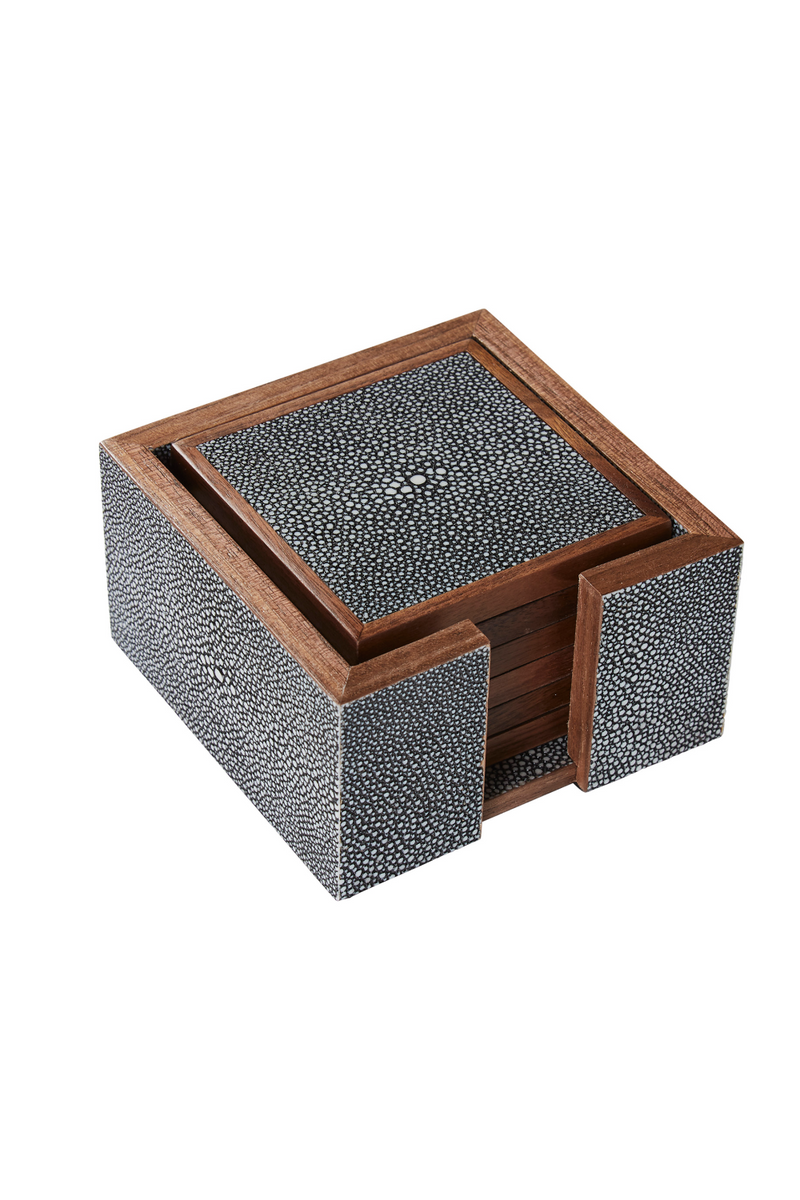 Gray Shagreen Coasters with Box (6) | Andrew Martin Lexi | OROATRADE