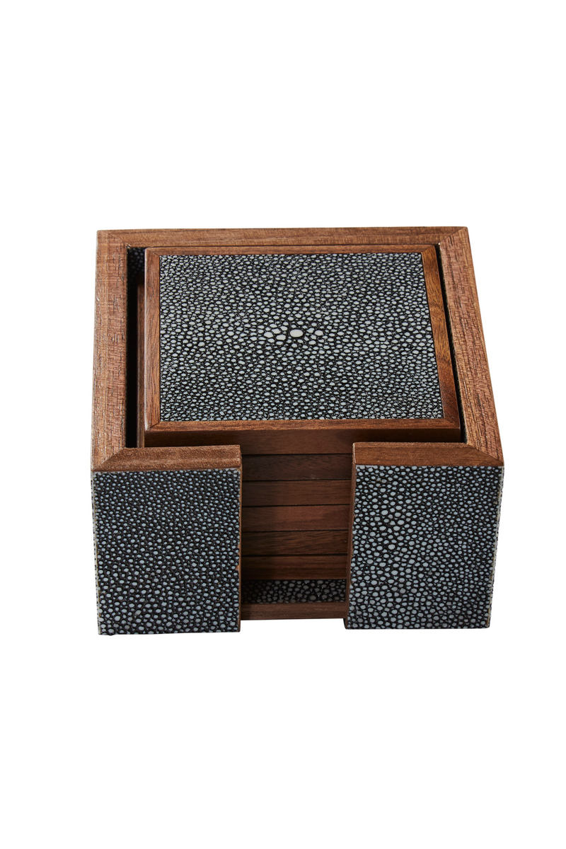 Gray Shagreen Coasters with Box (6) | Andrew Martin Lexi | OROATRADE