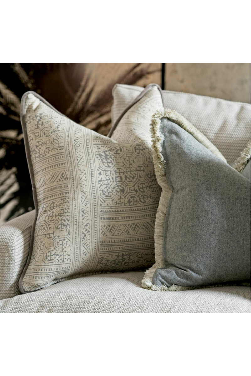 Gray Batik Cushion with Velvet Piping | Andrew Martin Ostuni | OROATRADE