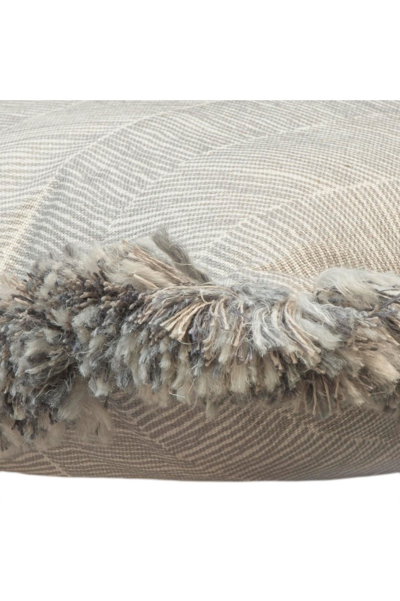 Herringbone Cushion with Silver Fringe | Andrew Martin Fasano | OROATRADE