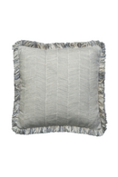 Herringbone Cushion with Silver Fringe | Andrew Martin Fasano | OROATRADE