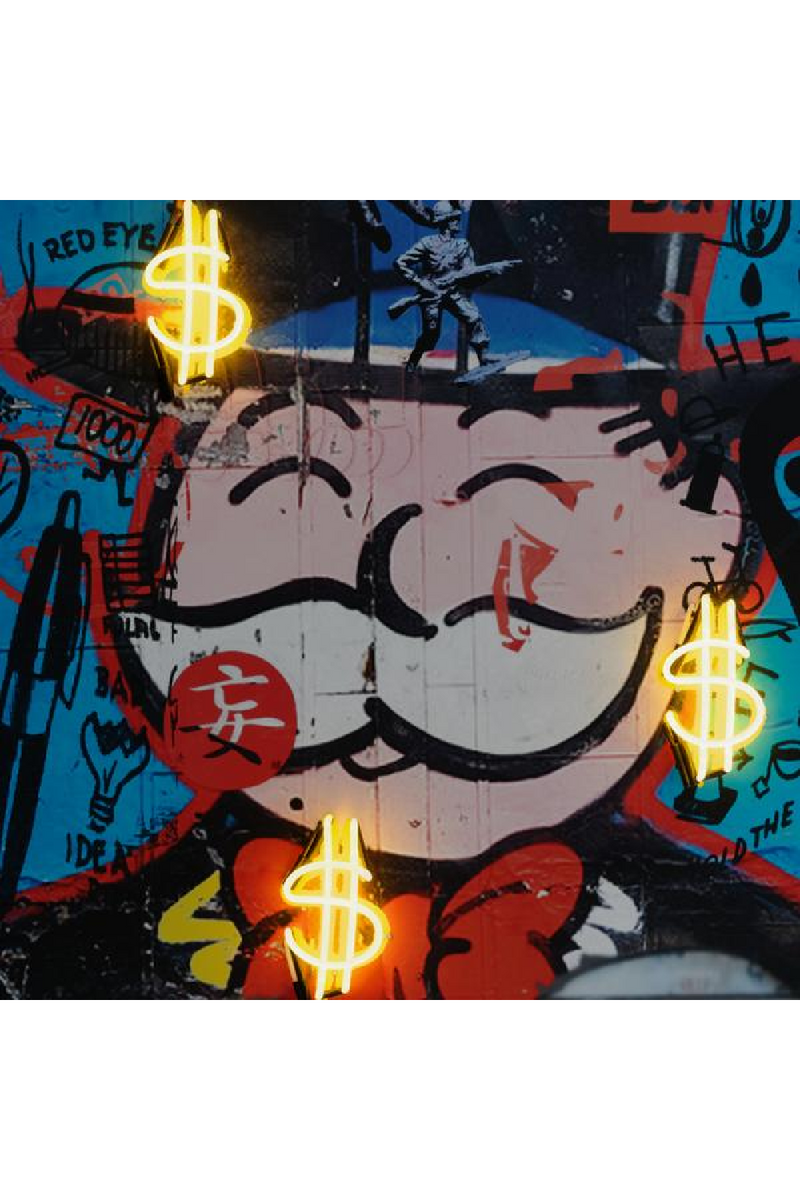 Neon Graffiti Art Print | Andrew Martin Monopoly Man | OROATRADE