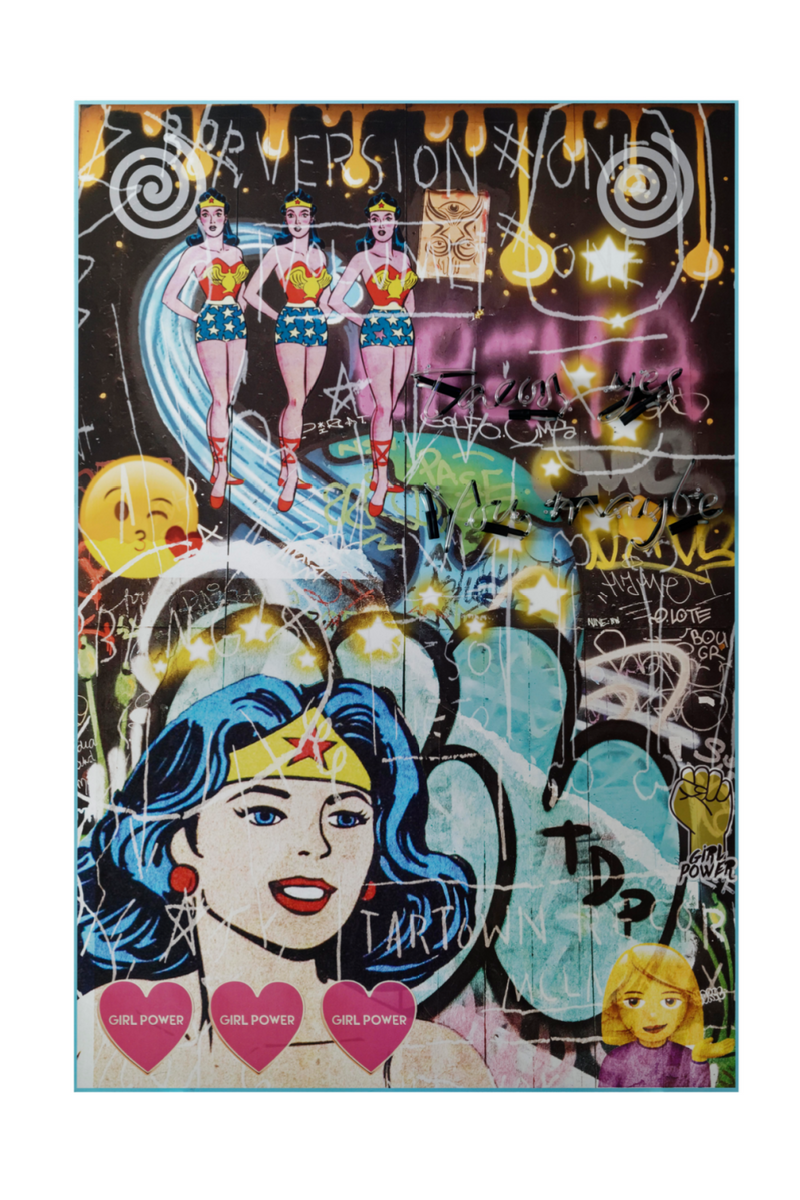 Female Hero Graffiti Neon Artwork | Andrew Martin Wonder Women | OROATRADE
