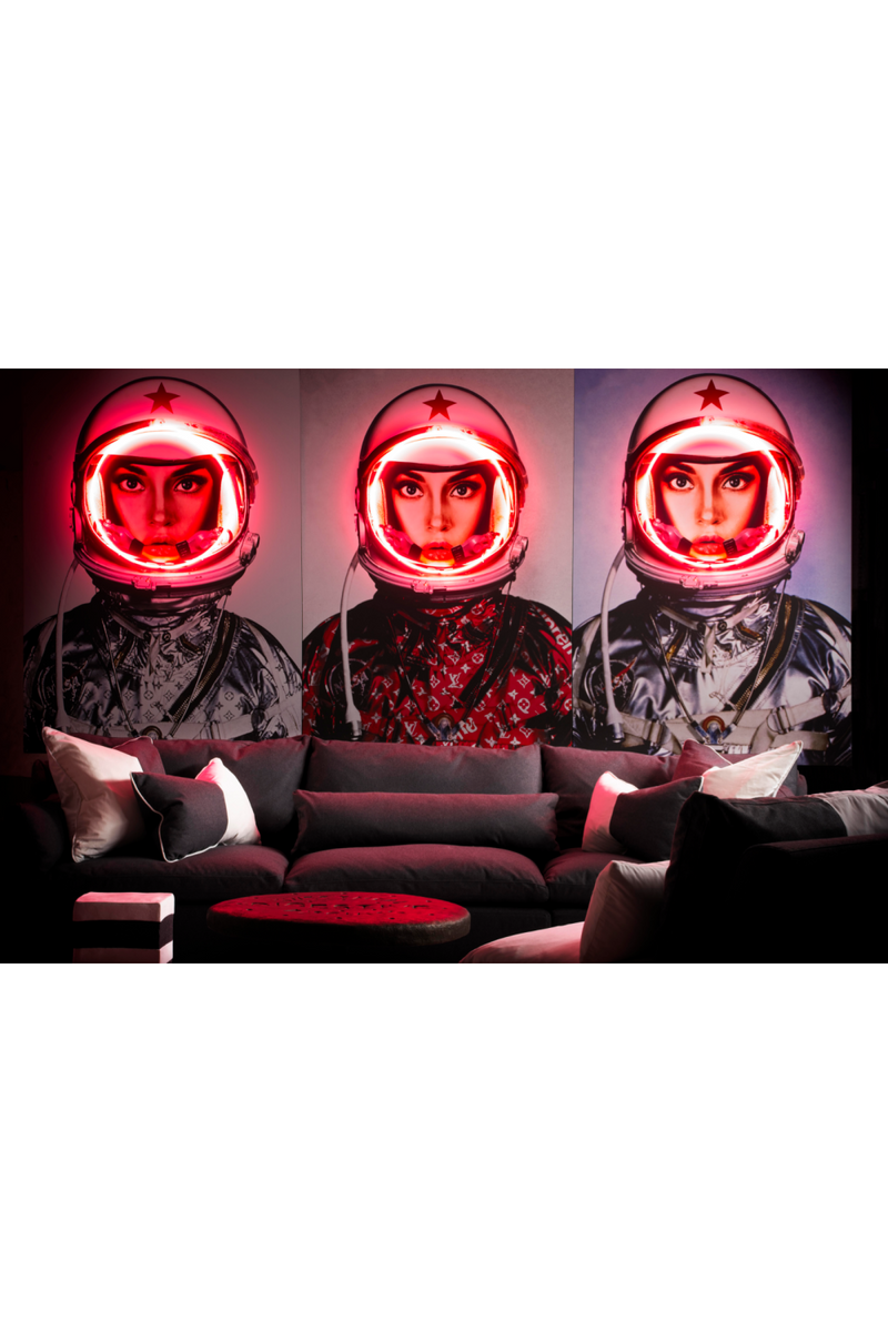 Silver Louis Vuitton Neon Artwork | Andrew Martin Space Girl Logos