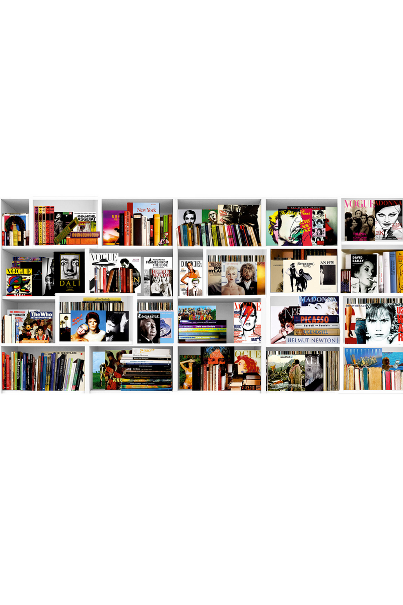 Shelf of Iconic Touchstones Art Print | Andrew Martin Music Books 1