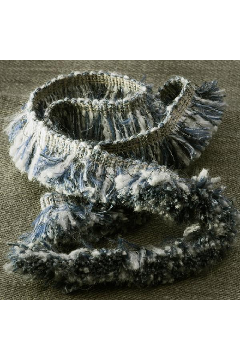 White Linen Cushion with Gray Fringe | Andrew Martin Beagle | OROATRADE 
