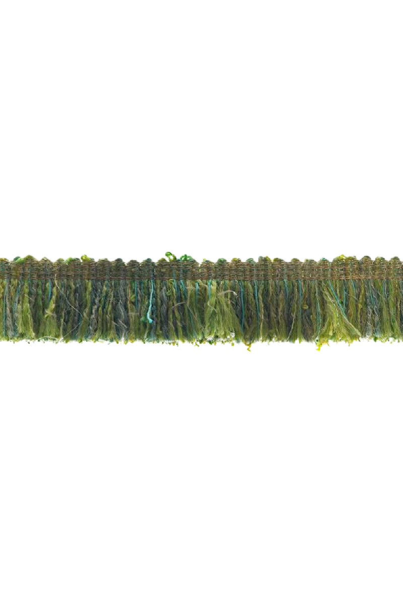 White Linen Cushion with Green Fringe | Andrew Martin Beagle | OROATRADE