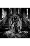 Woman In Ruined Building Monochrome Artwork | Andrew Martin | OROATRADE