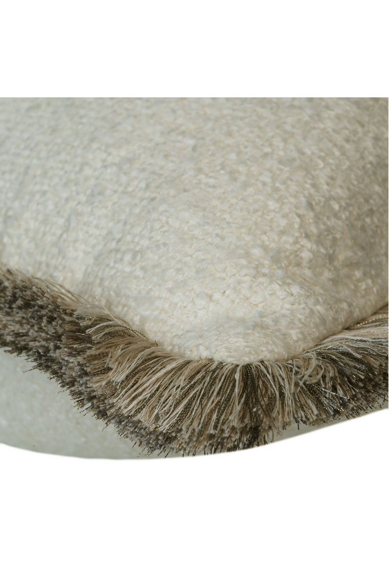 Ivory Bouclé Fringed Square Cushion | Andrew Martin Huntsman | OROATRADE