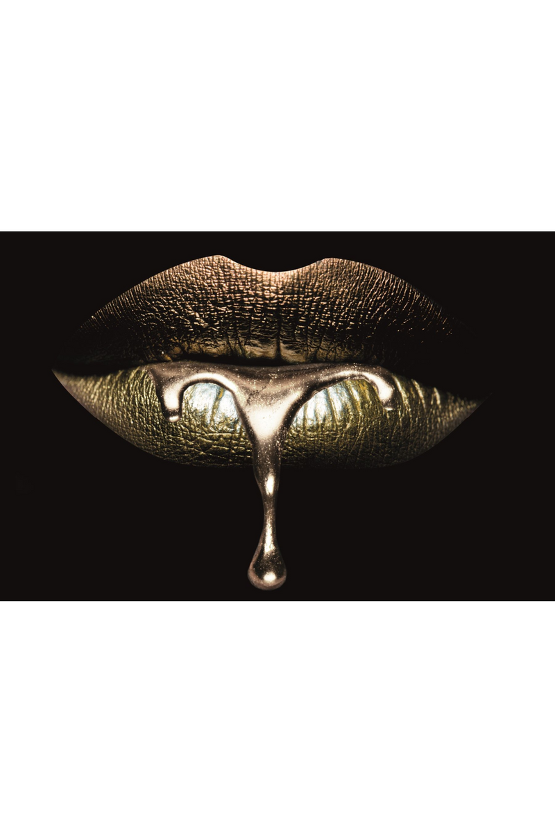 Pouting Lips Photographic Artwork | Andrew Martin Golden Kiss | Oroatrade.com