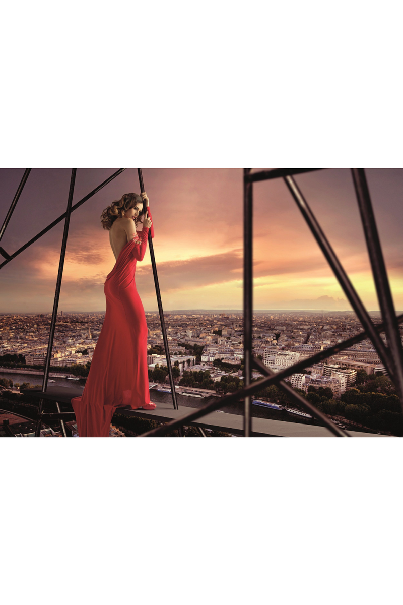 Girl In Red Gown Photographic Artwork | Andrew Martin Higher Love | Oroatrade.com