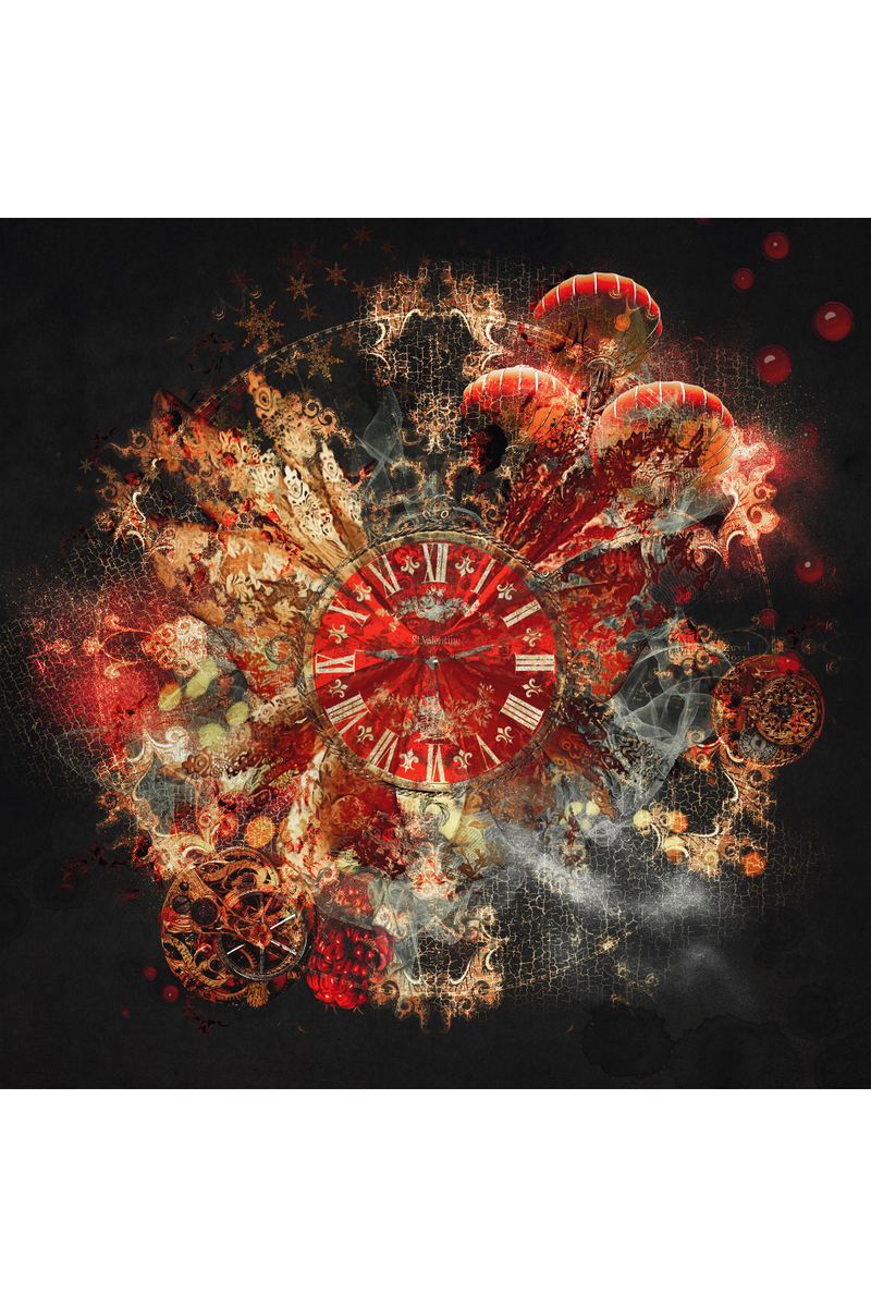 Red Clock Photographic Artwork | Andrew Martin Time Eruptionn | Oroatrade.com