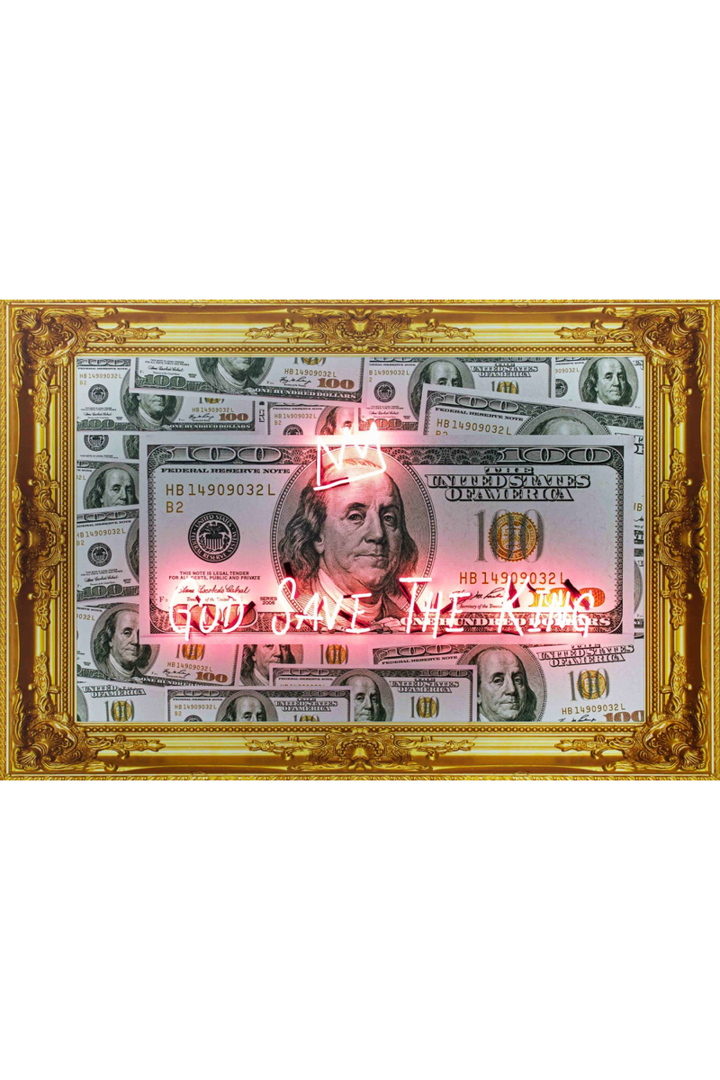 Hundred Dollar Neon Artwork | Andrew Martin God Save The King | Oroatrade.com