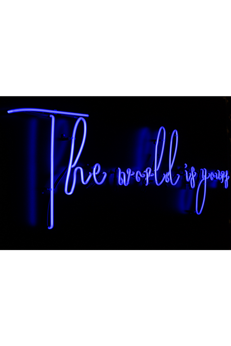 Framed Blue Neon Artwork | Andrew Martin World Is Yours | Oroatrade.com