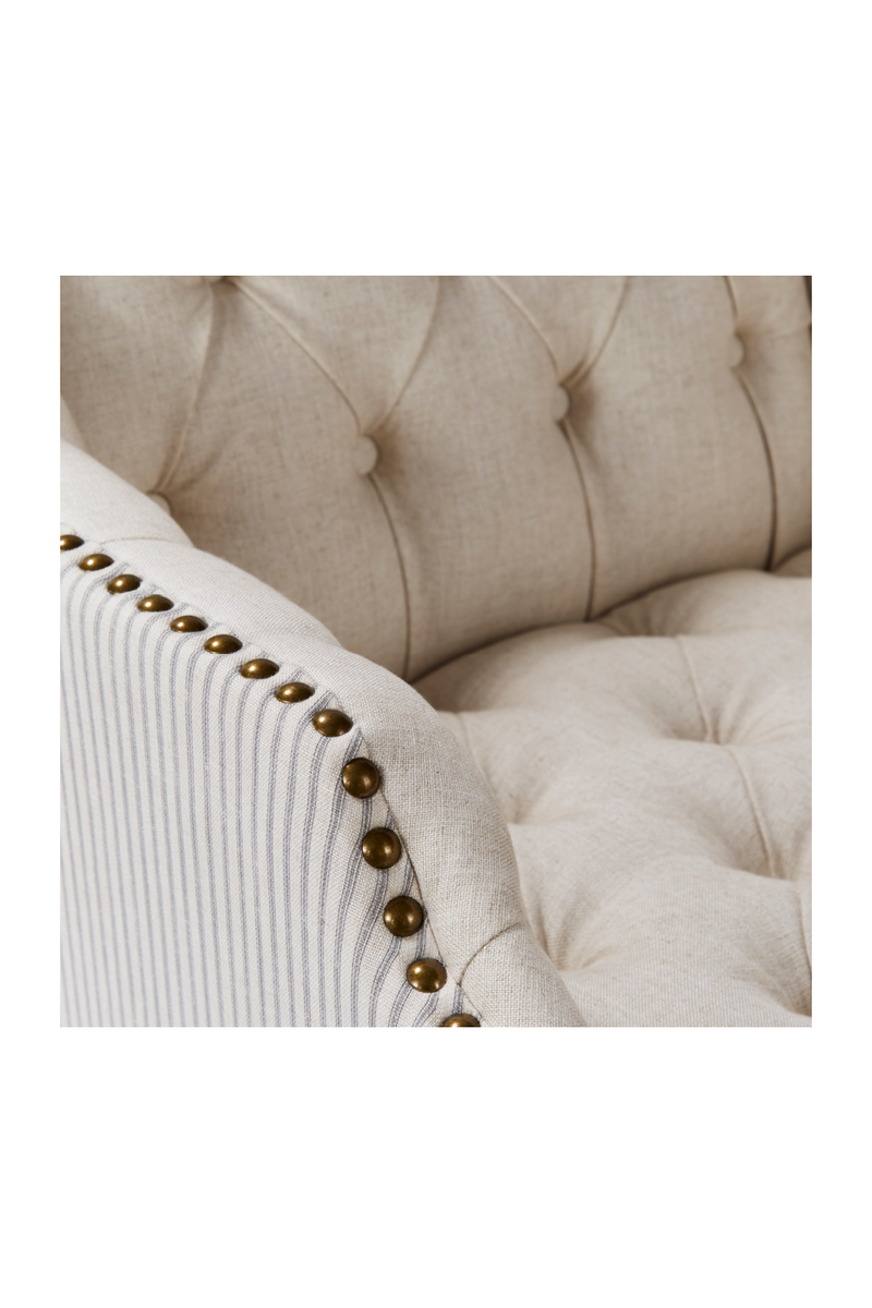 Cream Upholstered Chair with Brass Studs | Andrew Martin Bassett