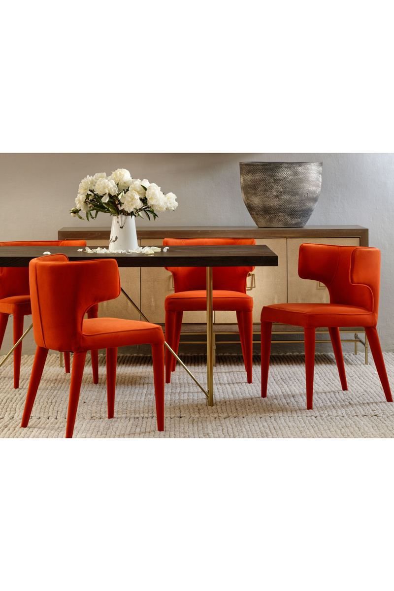 Orange Velvet Mid-Century Dining Chair | Andrew Martin Juno | OROATRADE