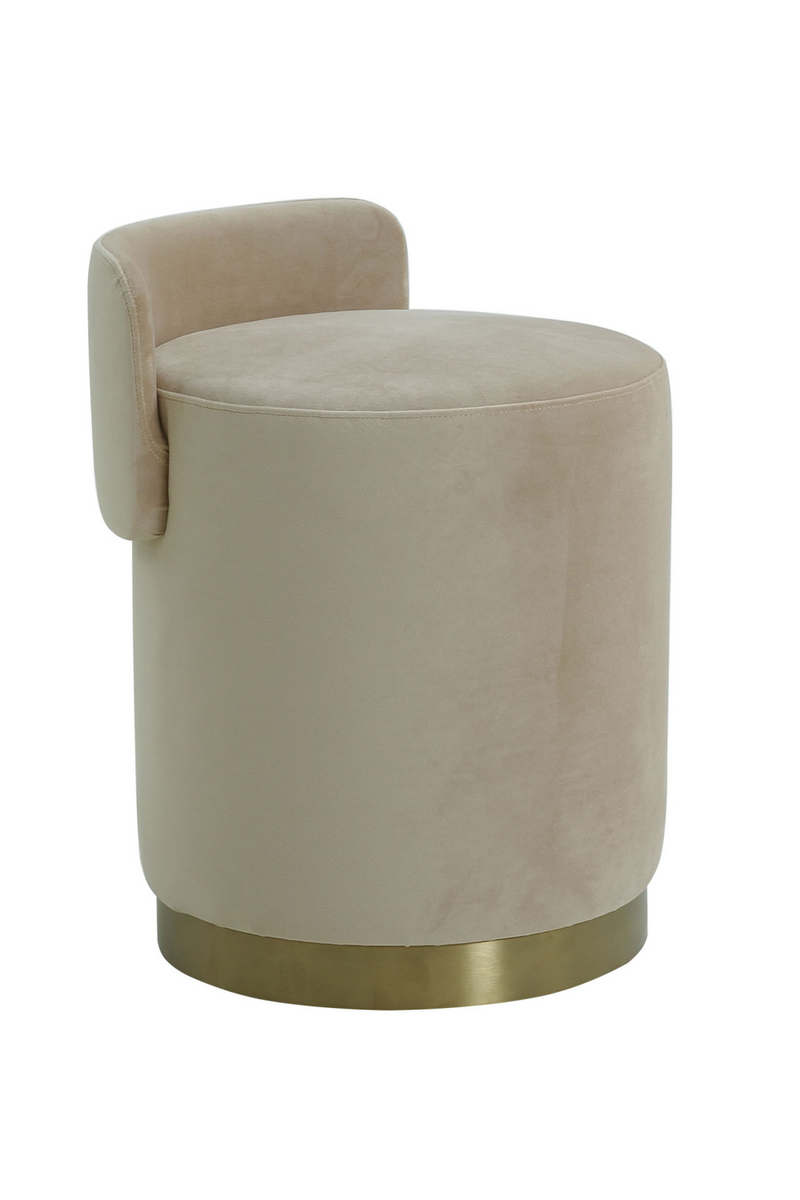 Round Taupe Velvet Upholstered Stool | Andrew Martin Otis | OROATRADE