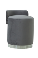 Round Gray Velvet Upholstered Stool | Andrew Martin Otis | OROATRADE