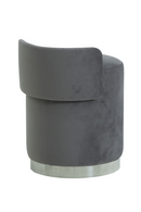 Round Gray Velvet Upholstered Stool | Andrew Martin Otis | OROATRADE