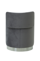 Round Gray Velvet Upholstered Stool | Andrew Martin Otis | OROATRADE