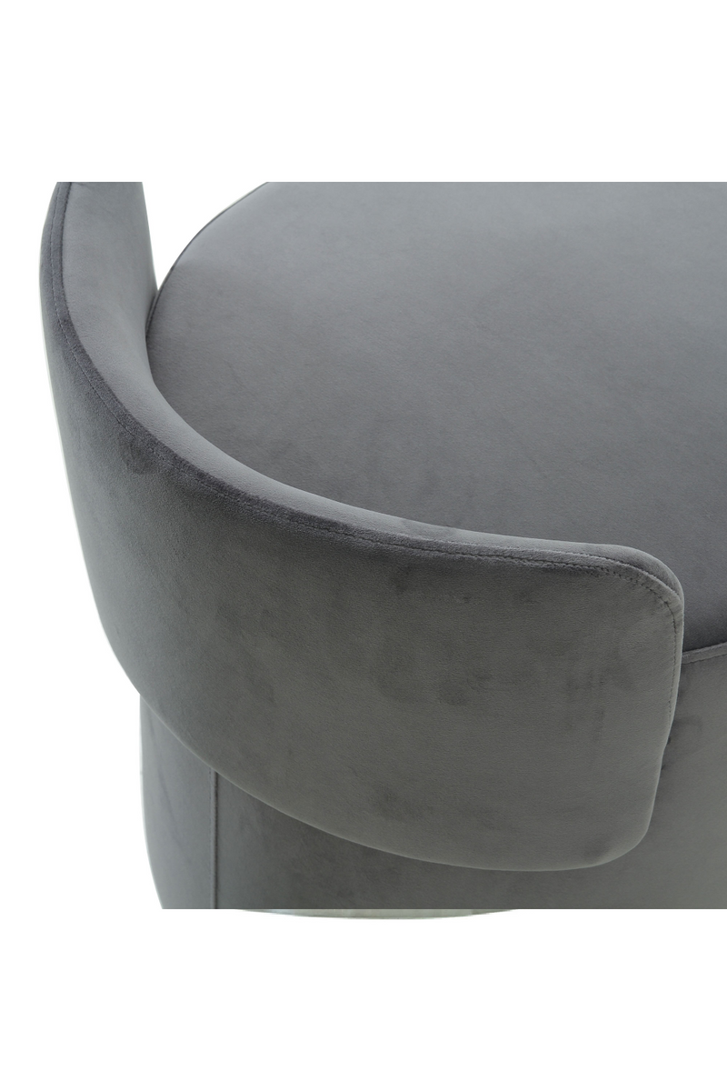 Round Gray Velvet Upholstered Stool | Andrew Martin Otis | OROATRADE