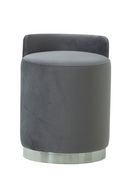 Round Gray Velvet Upholstered Stool | Andrew Martin Otis | OROATRADE