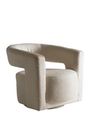 White Bouclé Sculptural Swivel Chair | Andrew Martin Madison | OROATRADE