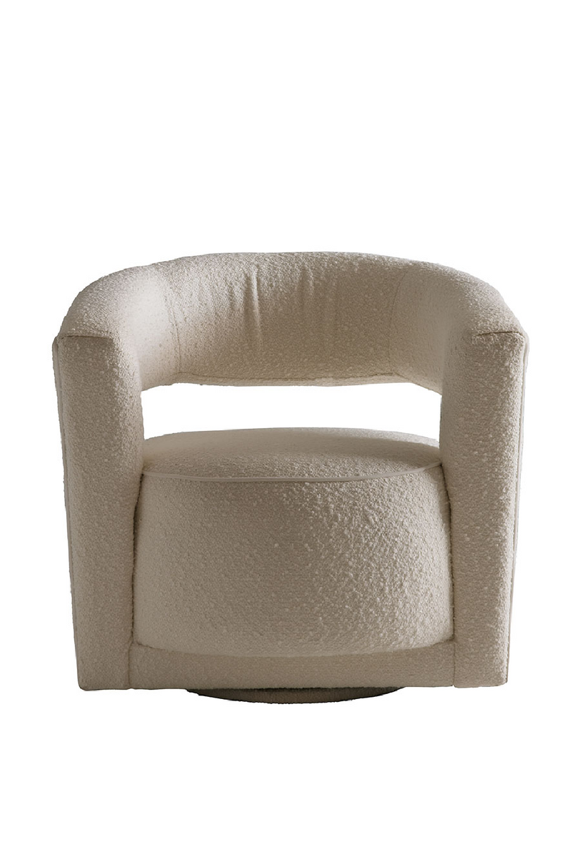 White Bouclé Sculptural Swivel Chair | Andrew Martin Madison | OROATRADE