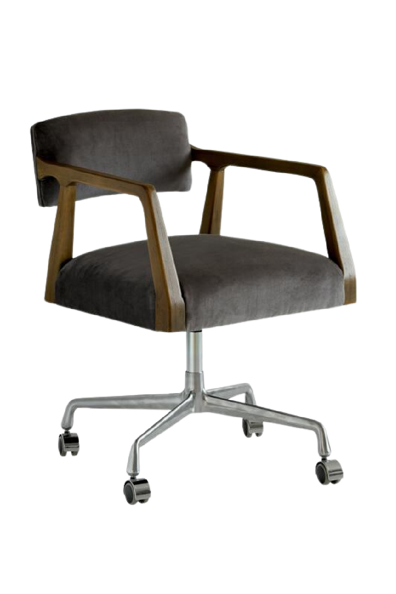 Gray Velvet Swivel Office Chair | Andrew Martin Theo | Oroatrade.com
