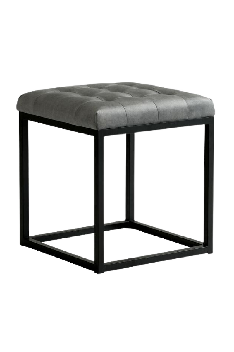 Gray Velvet Buttoned Ottoman | Andrew Martin Elio | Oroatrade.com