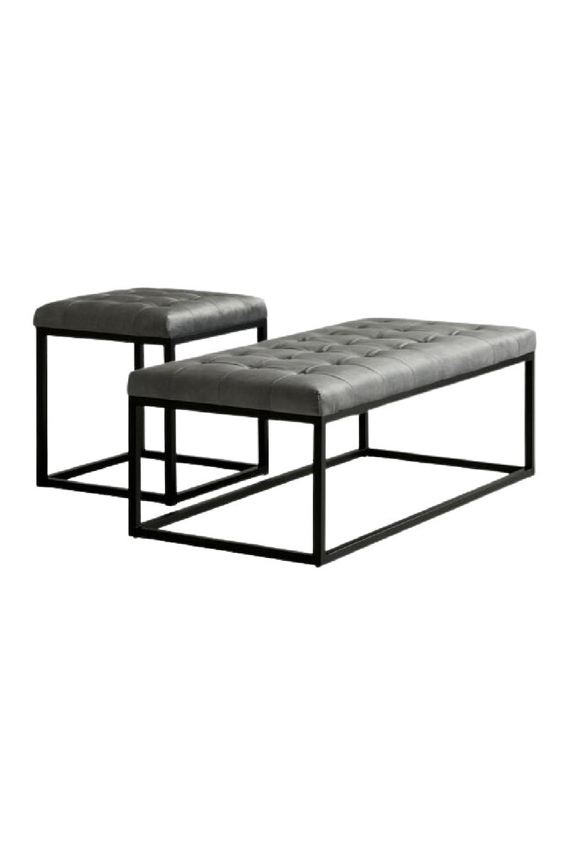 Gray Velvet Buttoned Ottoman | Andrew Martin Elio | Oroatrade.com