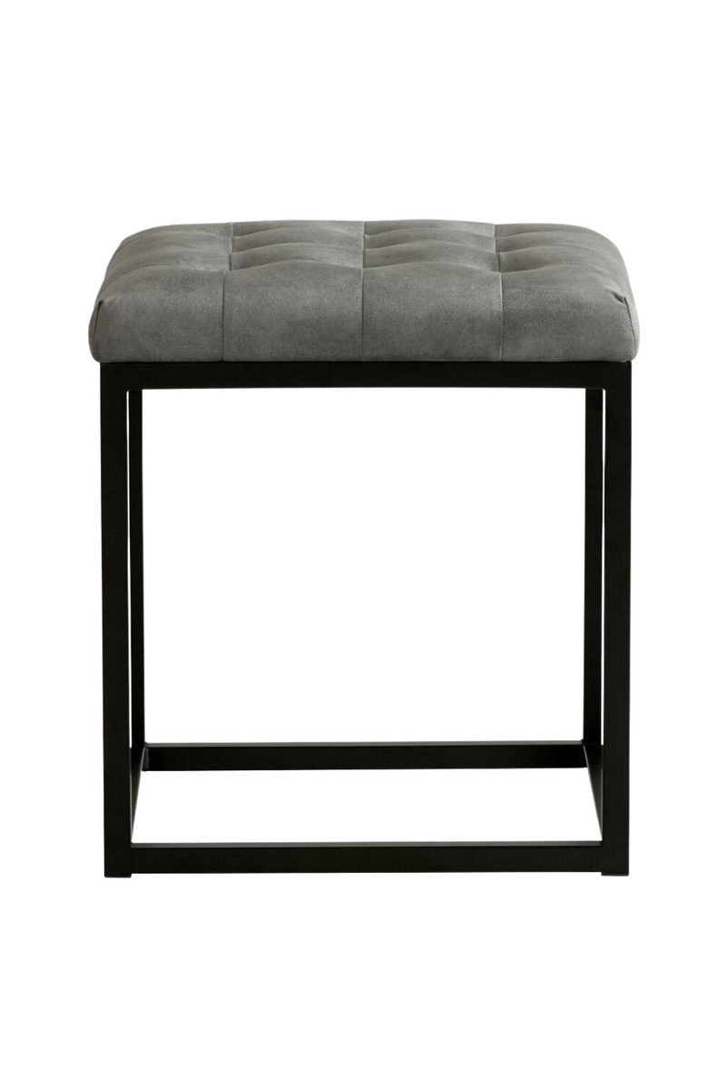 Gray Velvet Buttoned Ottoman | Andrew Martin Elio | Oroatrade.com