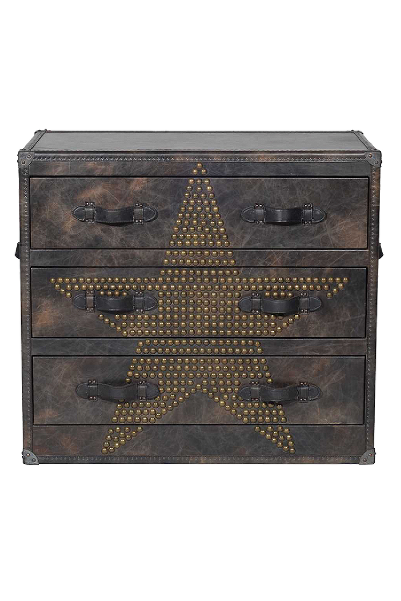 Vintage Leather Chest of Drawers | Andrew Martin Howard Star | OROATRADE