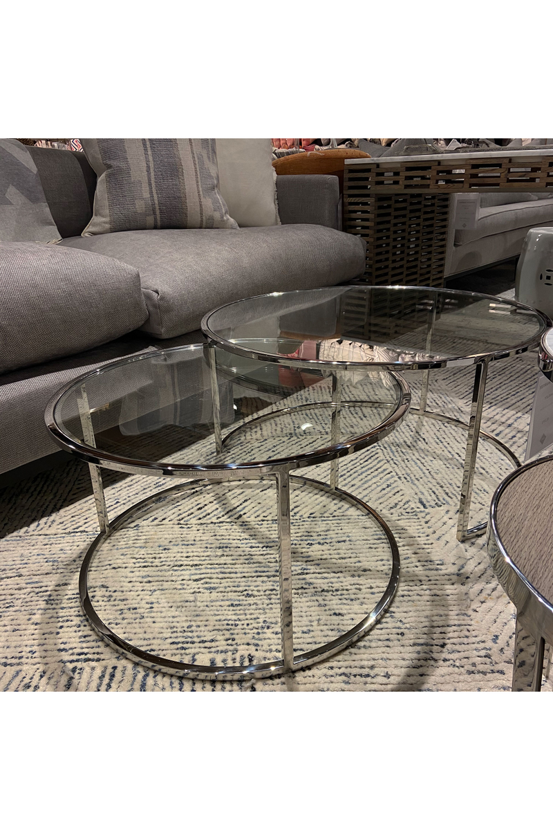 Silver Frame Glass Nested Coffee Tables | Andrew Martin Harlan | OROATRADE