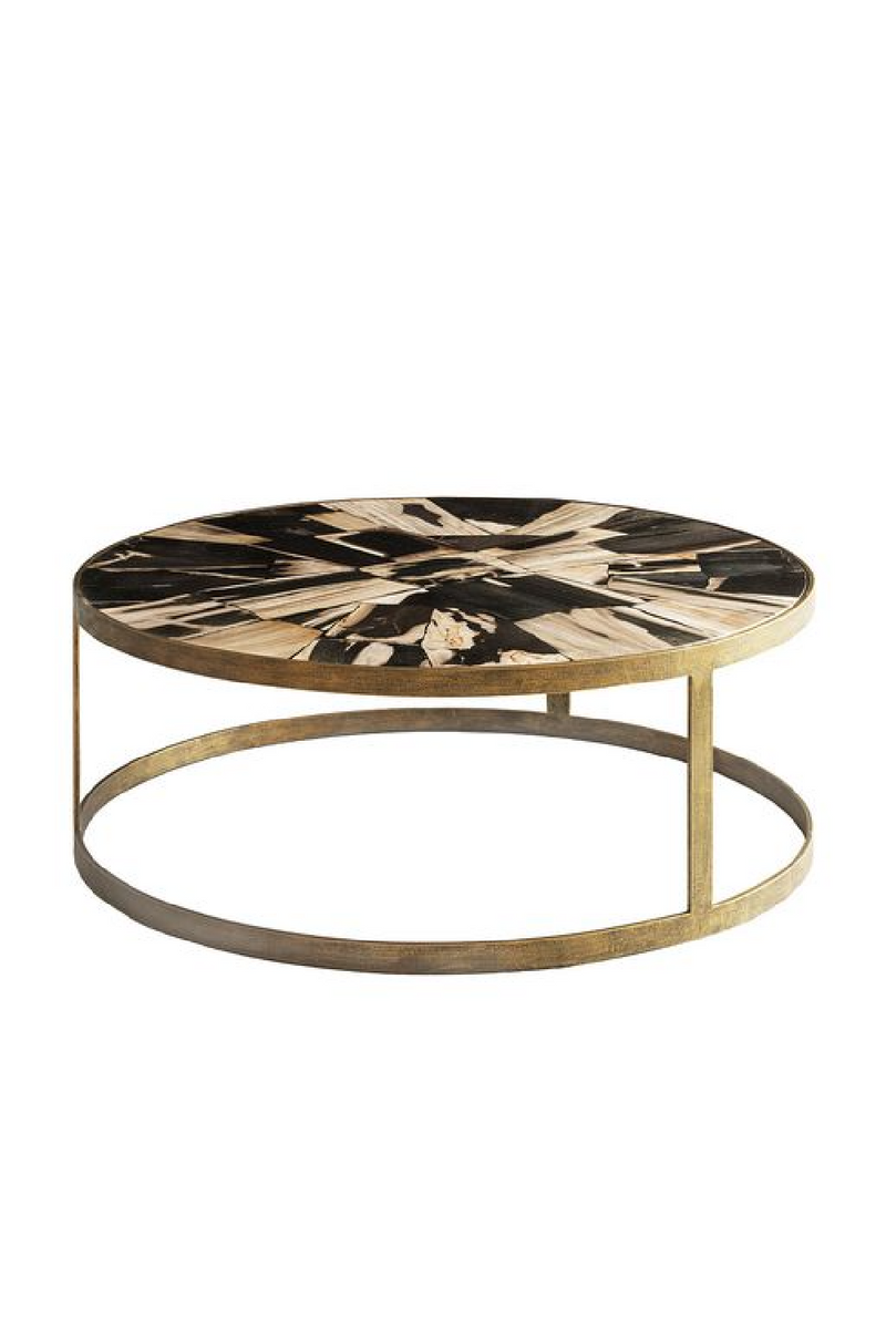 Brass Framed Round Wooden Coffee Table | Andrew Martin | OROATRADETRADE.com