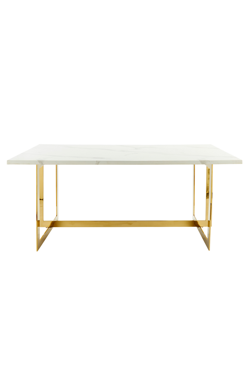 White and Gold Rectangular Dining Table | Andrew Martin Sienna | OROATRADE