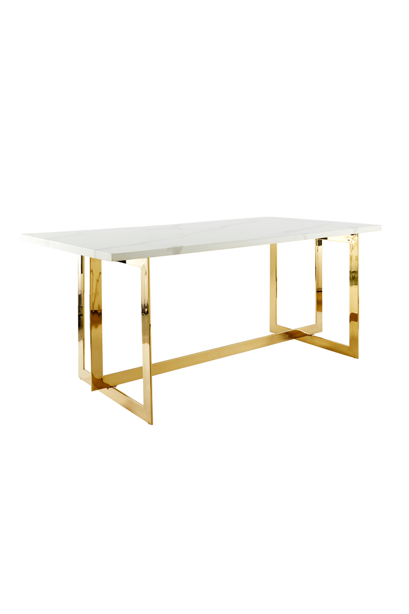 White and Gold Rectangular Dining Table | Andrew Martin Sienna | OROATRADE