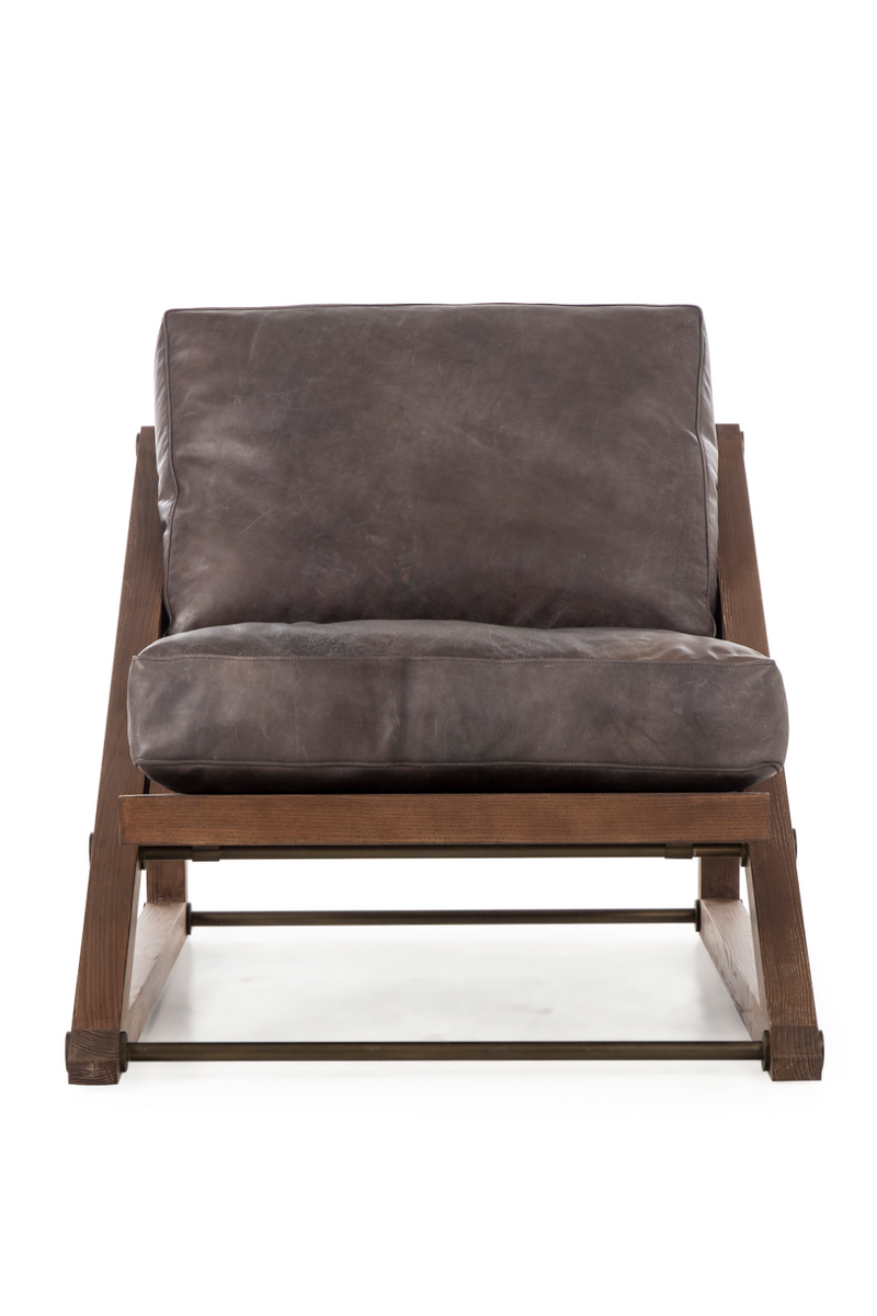 Black Leather Wood Framed Chair | Andrew Martin Teddy  | OROATRADETRADE.com