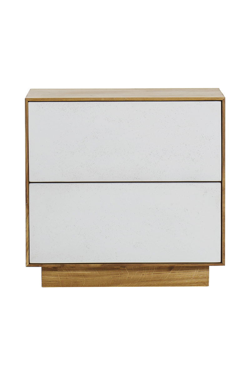 White Concrete Oak Two Drawer Nightstand | Andrew Martin Sands | OROATRADE