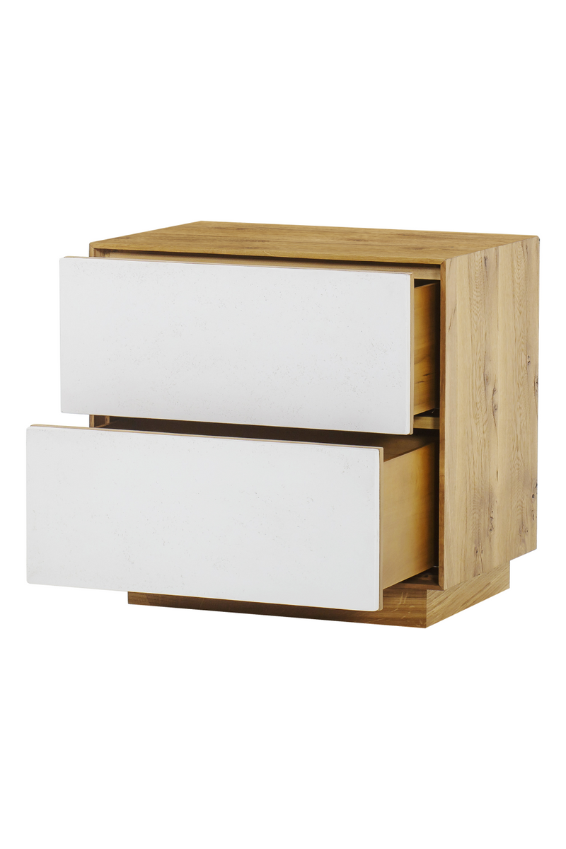 White Concrete Oak Two Drawer Nightstand | Andrew Martin Sands | OROATRADE