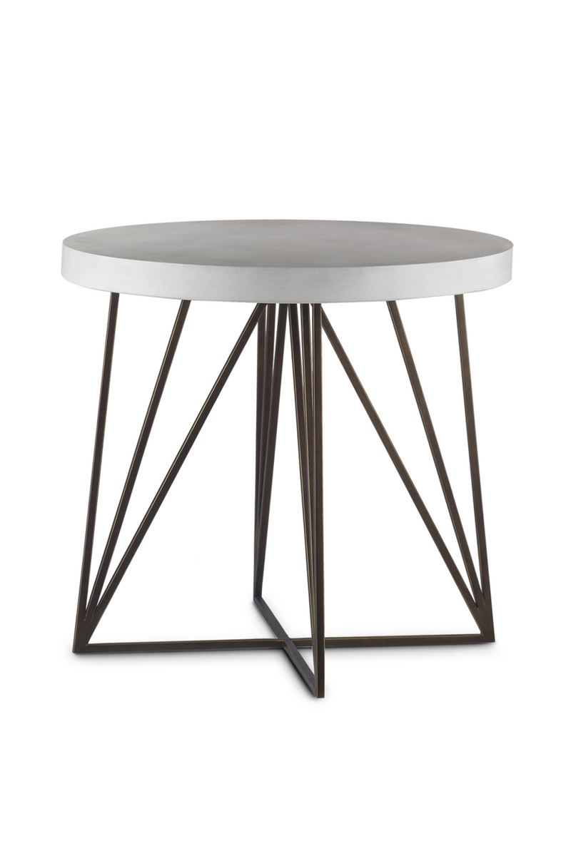 White Round Geometrical Base Side Table | Andrew Martin Emerson | OROATRADE